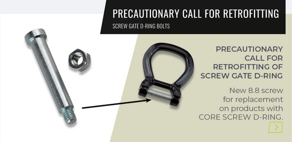 EDELRID precautionary call for retrofitting of screw gate D-ring bolts