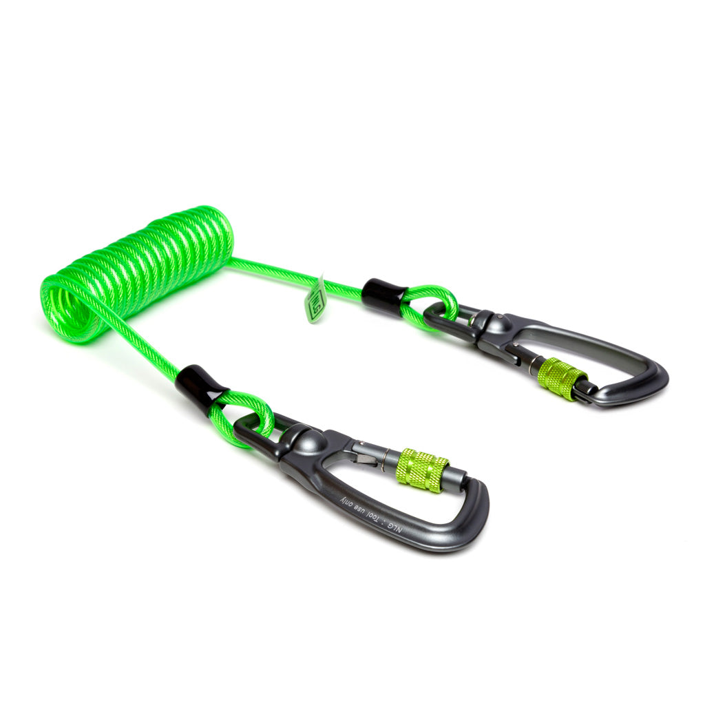 Never Let Go (NLG) Coiled Tool Lanyard with Swivel Carabiner available at  Altisafe - Altisafe Ltd