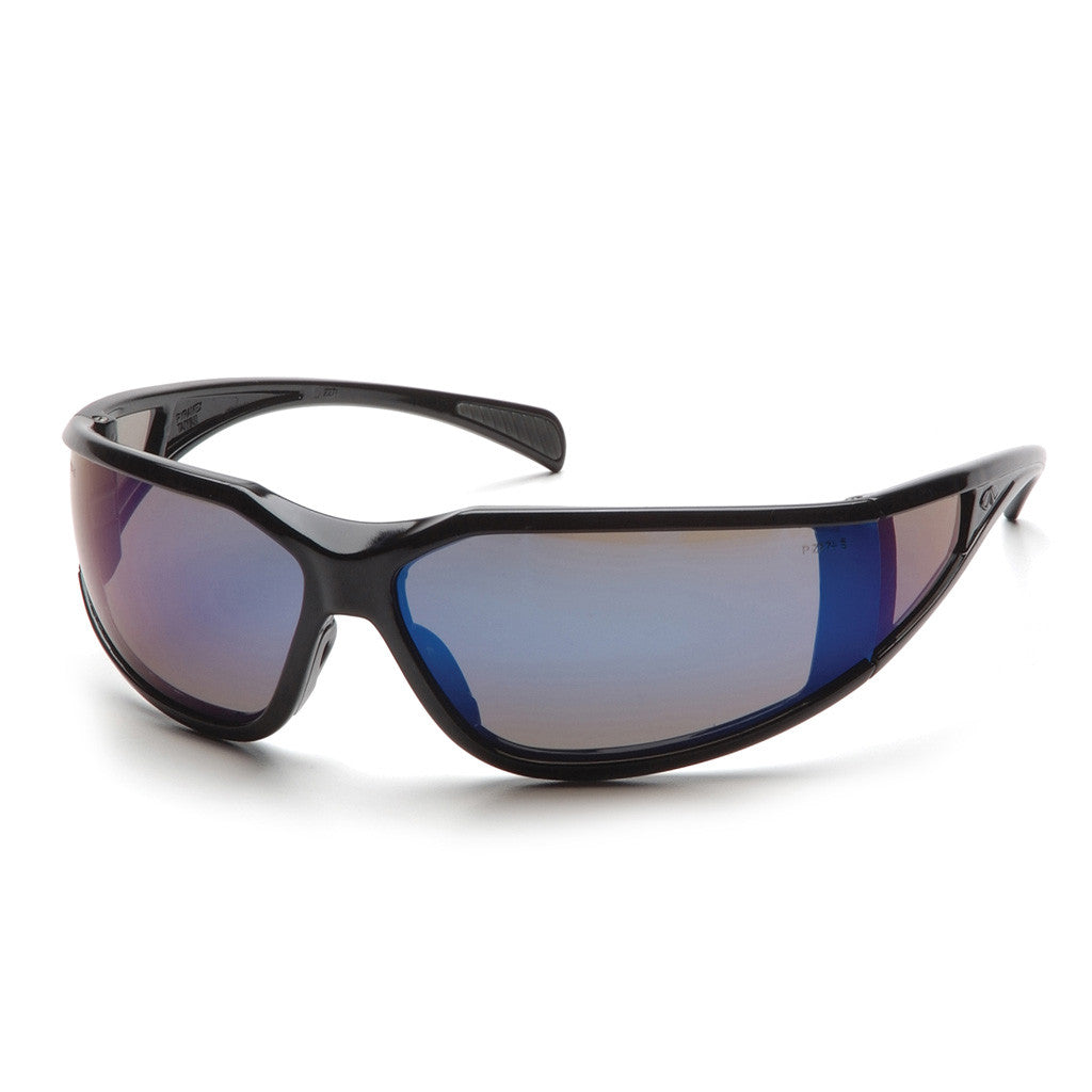 PYRAMEX Exeter Blue Mirror Anti-Fog Lens with Black Frame Safety Glasses available at altisafe.com